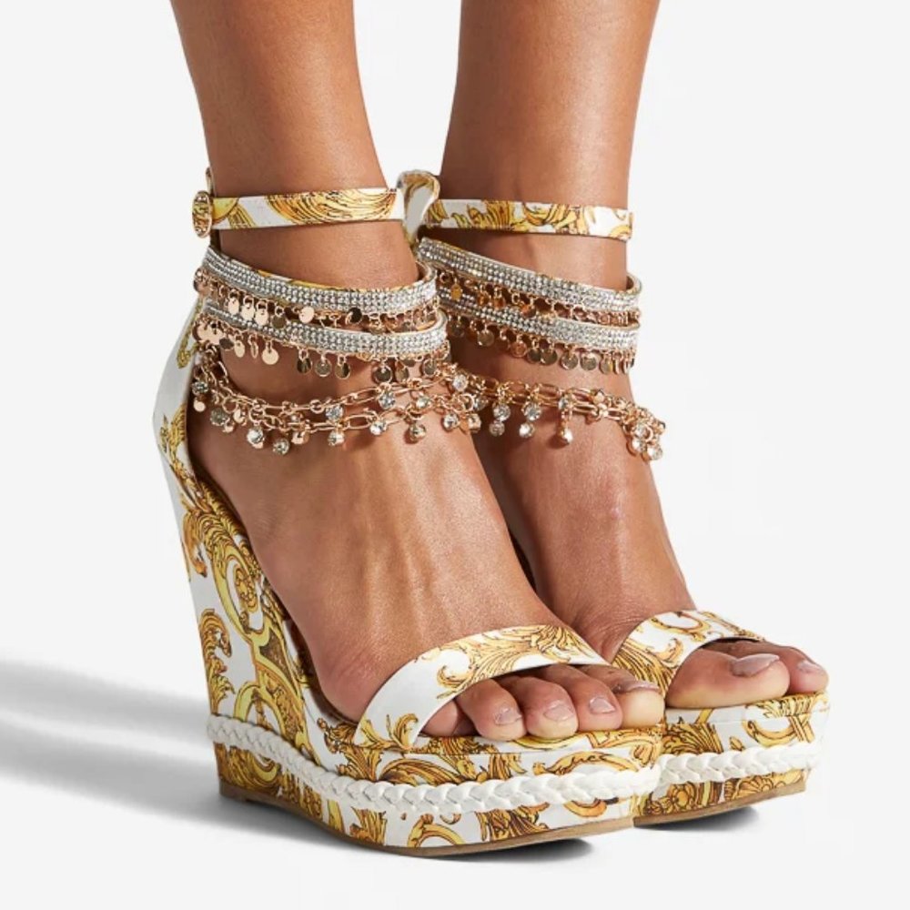 NEW IN BOX - Pomeline Wedge Sandal - Miami Print White